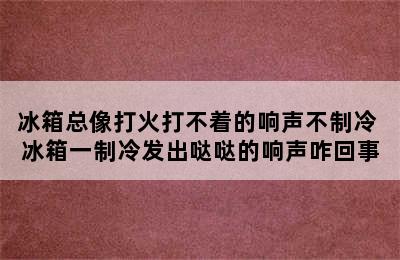 冰箱总像打火打不着的响声不制冷 冰箱一制冷发出哒哒的响声咋回事